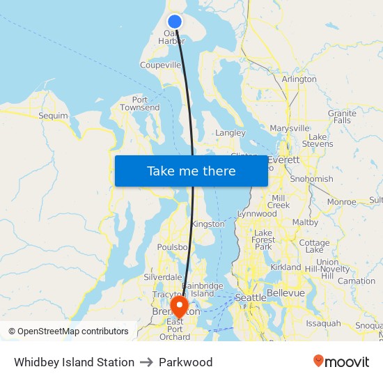 Whidbey Island Station to Parkwood map