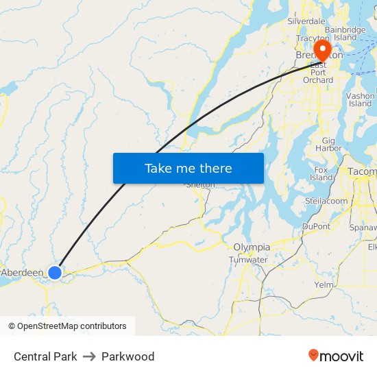 Central Park to Parkwood map