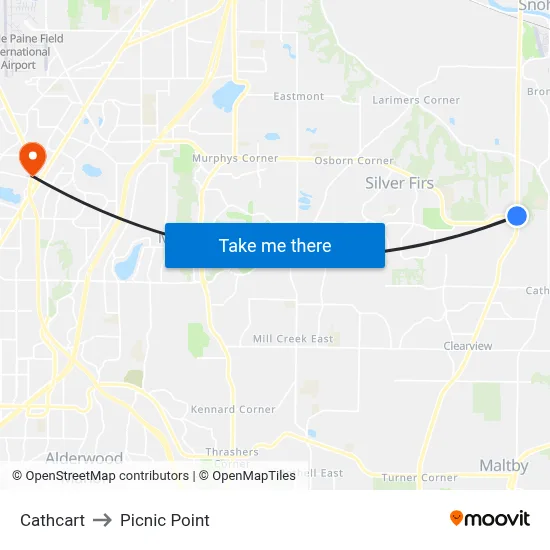 Cathcart to Picnic Point map