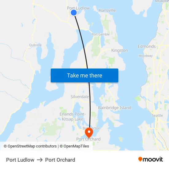 Port Ludlow to Port Orchard map