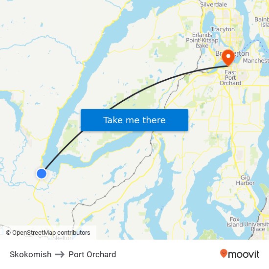 Skokomish to Port Orchard map