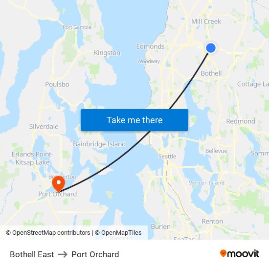 Bothell East to Port Orchard map