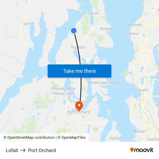 Lofall to Port Orchard map
