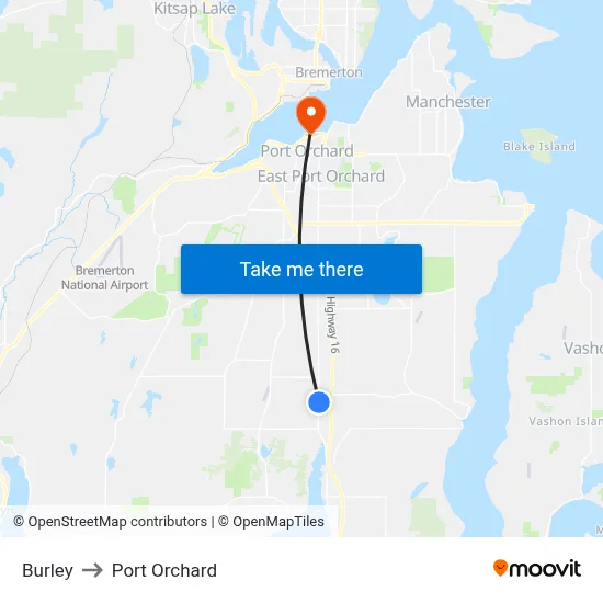 Burley to Port Orchard map