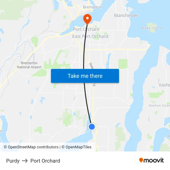 Purdy to Port Orchard map