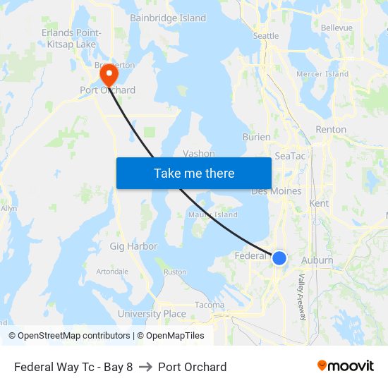 Federal Way Tc - Bay 8 to Port Orchard map