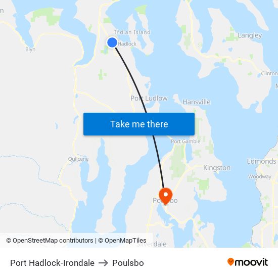 Port Hadlock-Irondale to Poulsbo map