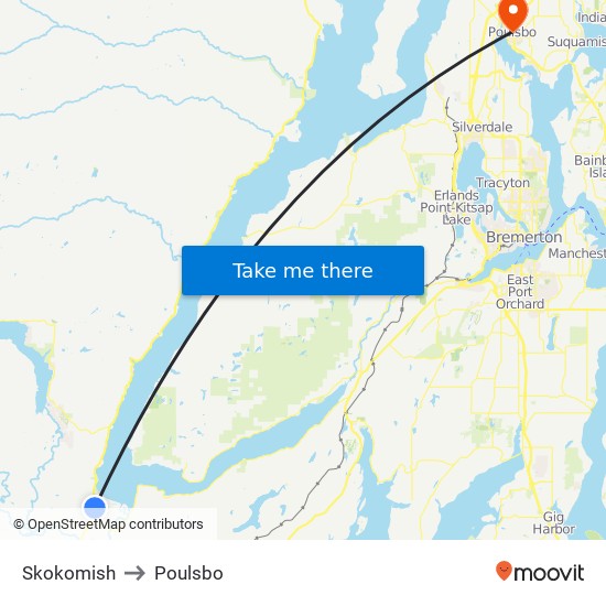 Skokomish to Poulsbo map