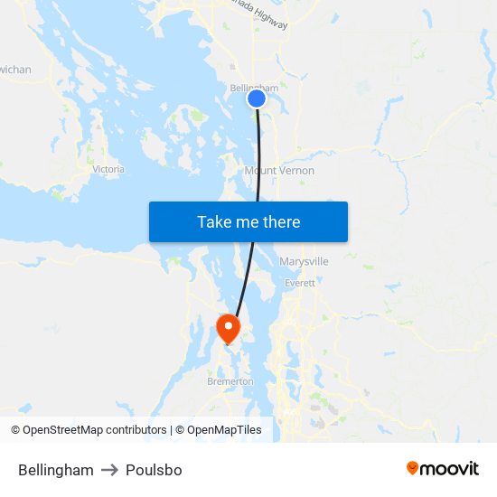 Bellingham to Poulsbo map