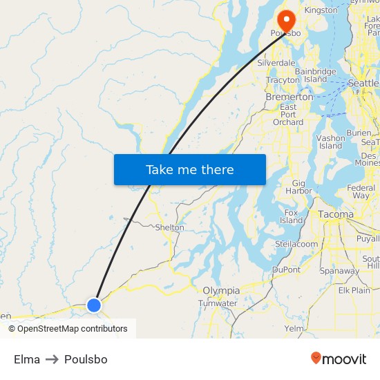 Elma to Poulsbo map