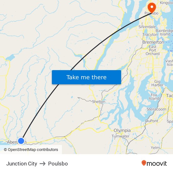 Junction City to Poulsbo map