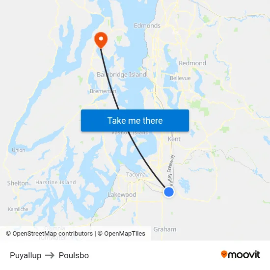 Puyallup to Poulsbo map