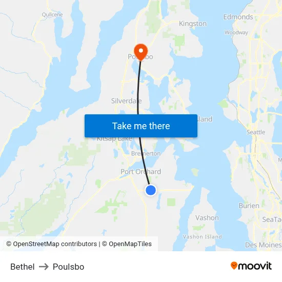 Bethel to Poulsbo map