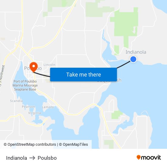 Indianola to Poulsbo map