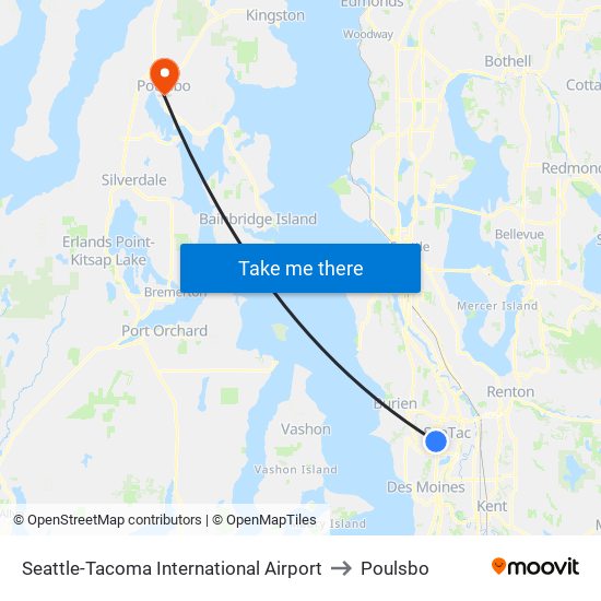 Seattle-Tacoma International Airport to Poulsbo map