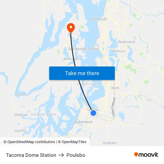 Tacoma Dome Station to Poulsbo map