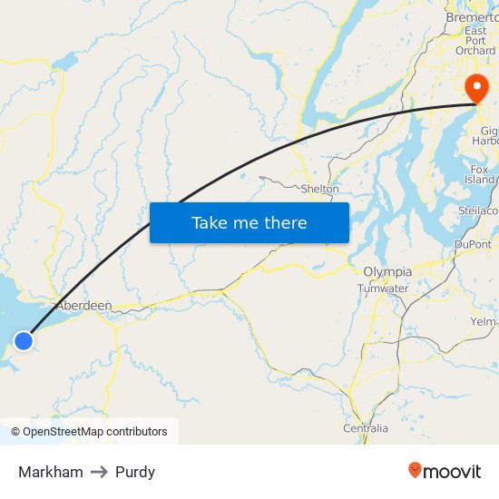 Markham to Purdy map