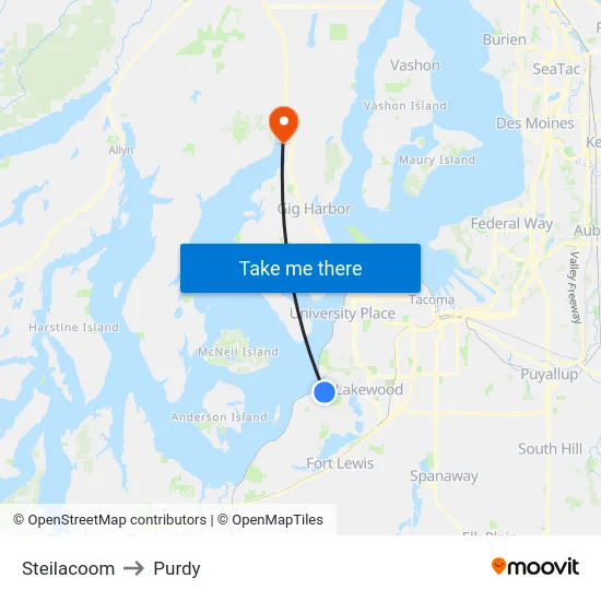 Steilacoom to Purdy map