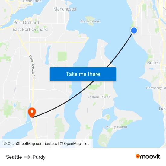 Seattle to Purdy map