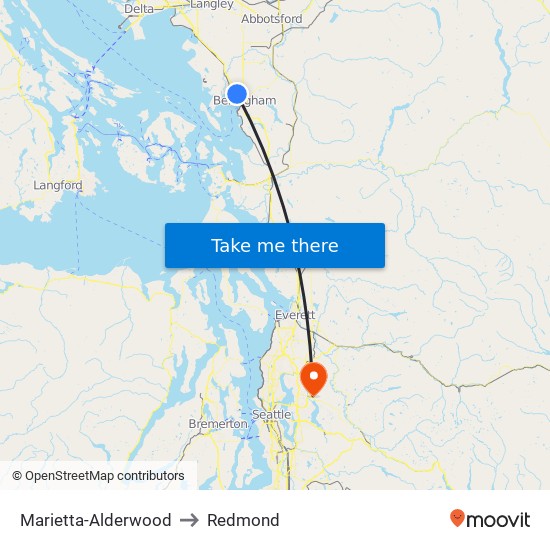 Marietta-Alderwood to Redmond map