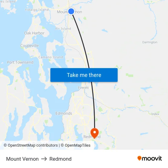 Mount Vernon to Redmond map
