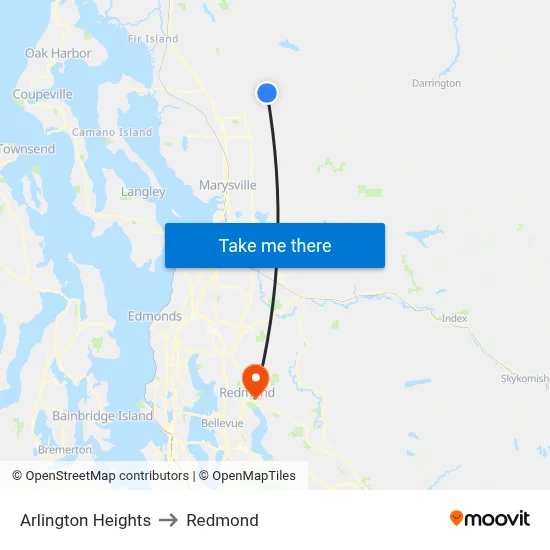 Arlington Heights to Redmond map