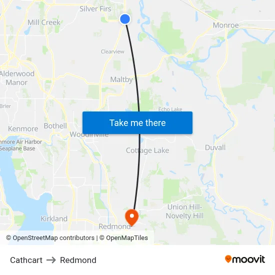 Cathcart to Redmond map