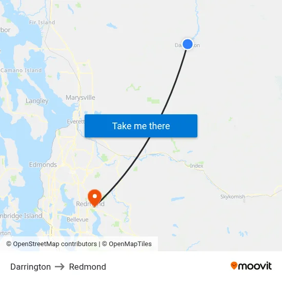 Darrington to Redmond map