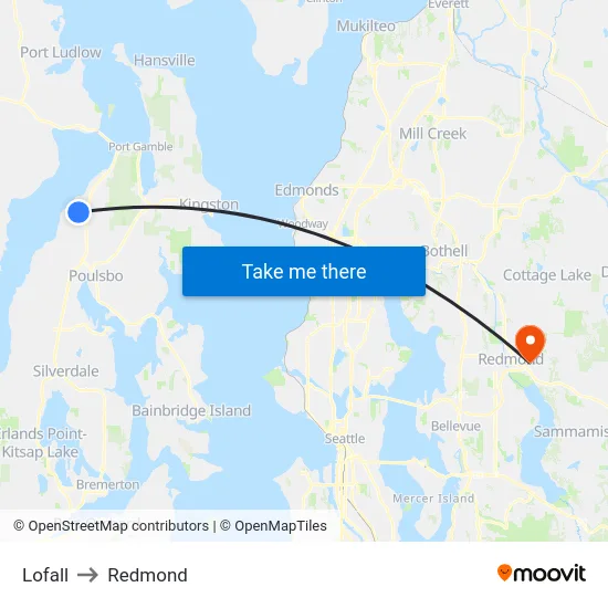Lofall to Redmond map