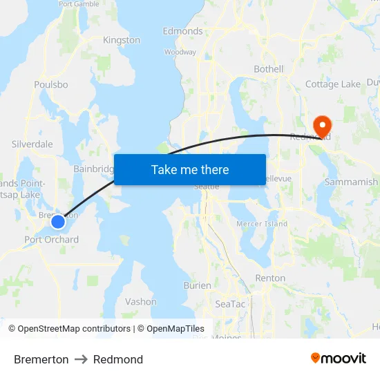 Bremerton to Redmond map