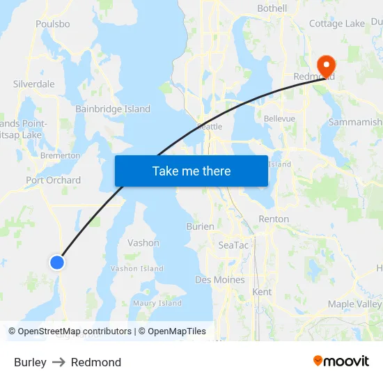 Burley to Redmond map