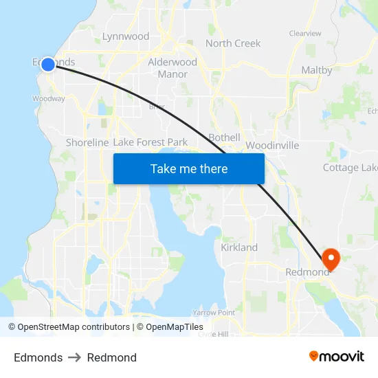 Edmonds to Redmond map