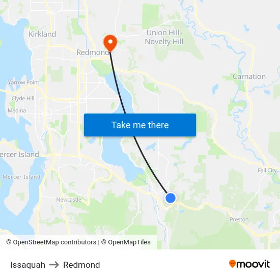 Issaquah to Redmond map