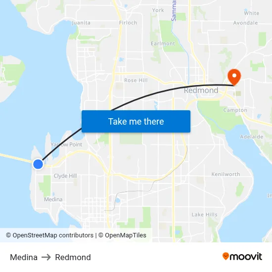 Medina to Redmond map