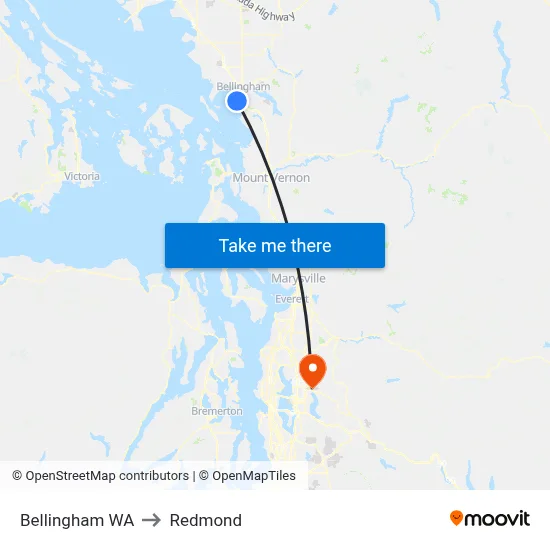 Bellingham WA to Redmond map