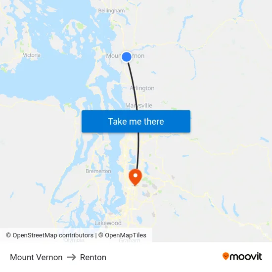 Mount Vernon to Renton map