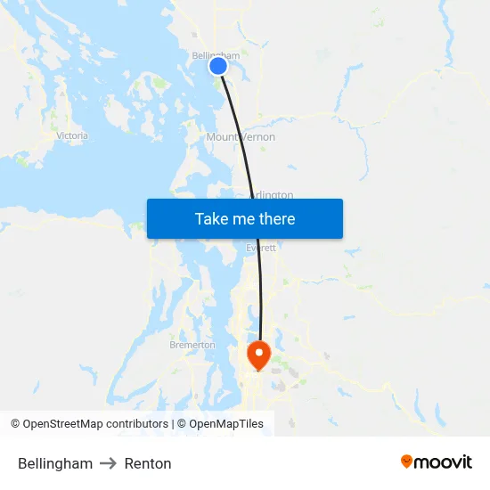 Bellingham to Renton map