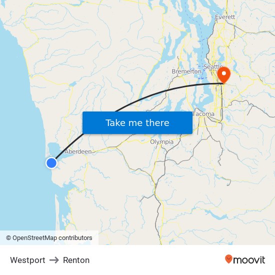 Westport to Renton map