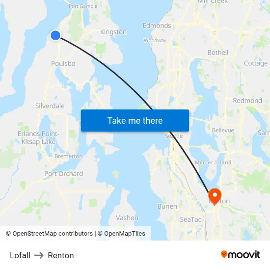 Lofall to Renton map