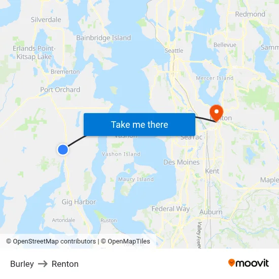 Burley to Renton map