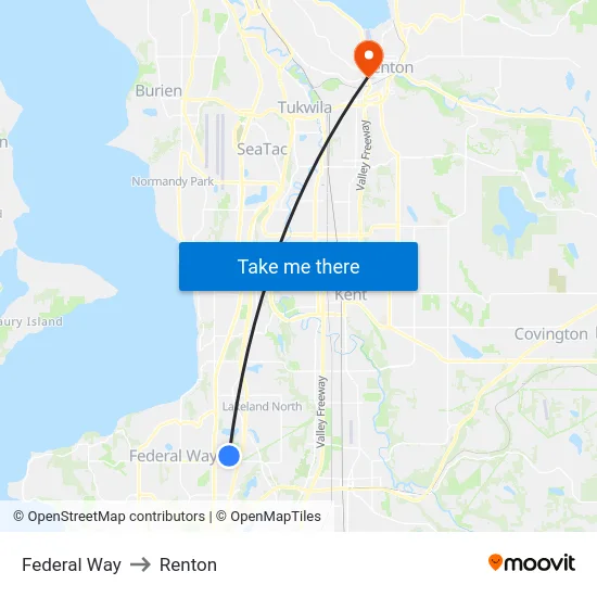 Federal Way to Renton map