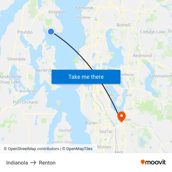 Indianola to Renton map