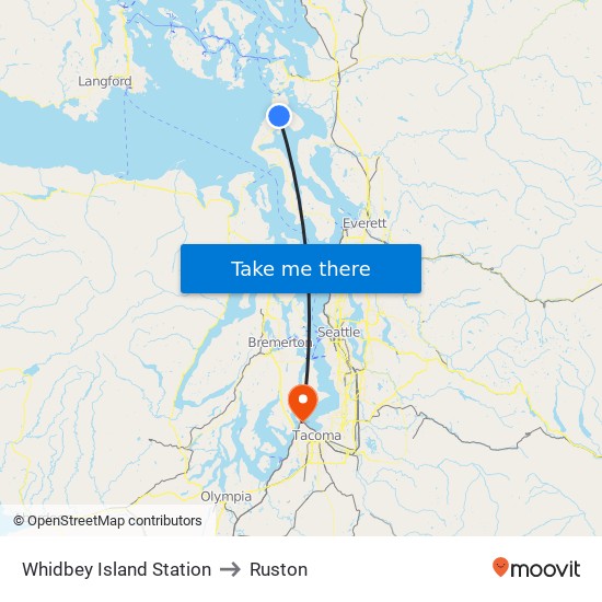 Whidbey Island Station to Ruston map