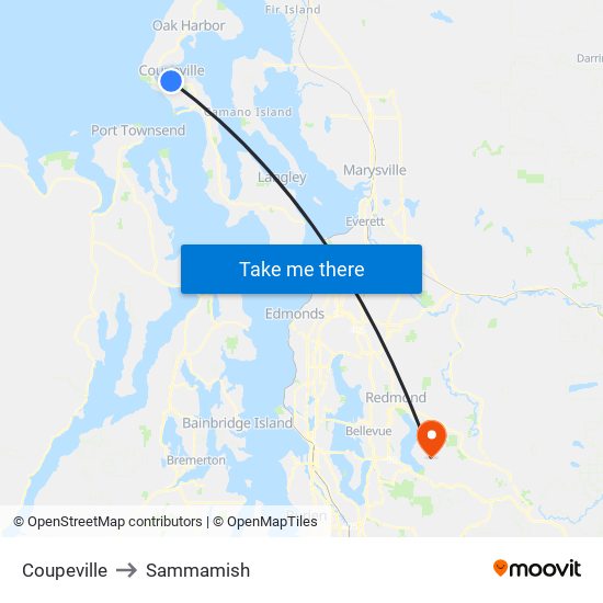 Coupeville to Sammamish map