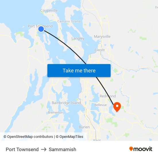Port Townsend to Sammamish map