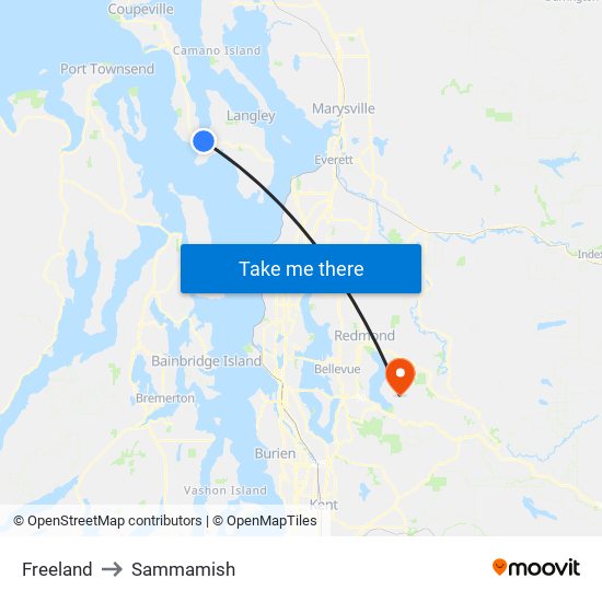 Freeland to Sammamish map