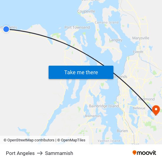 Port Angeles to Sammamish map