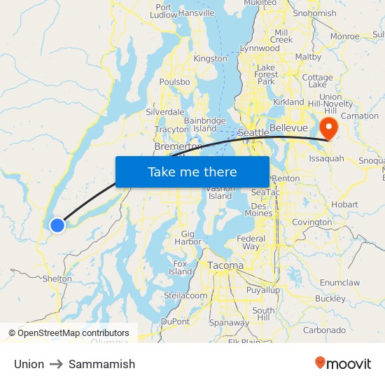 Union to Sammamish map