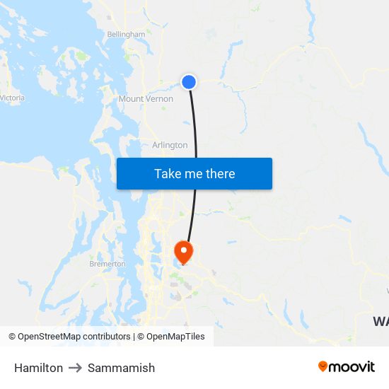 Hamilton to Sammamish map