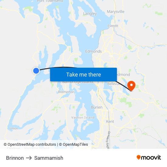 Brinnon to Sammamish map